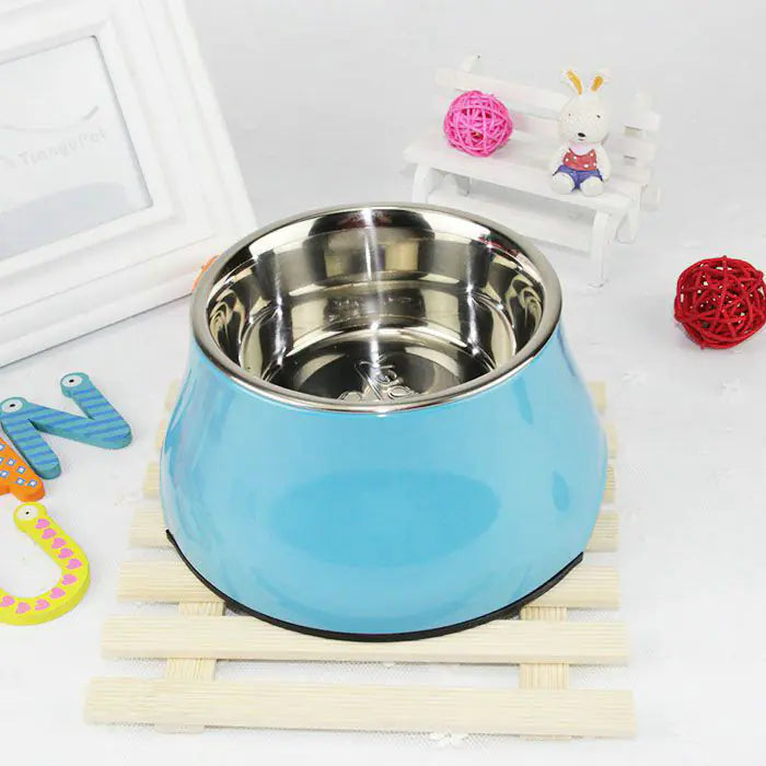 Stainless Steel Elevated Pet Food Bowl with Neck Guard