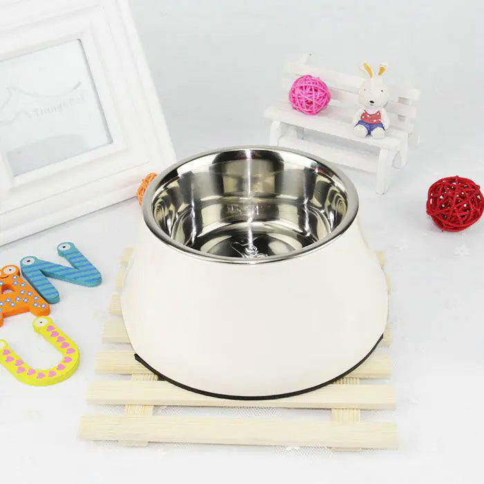 Stainless Steel Elevated Pet Food Bowl with Neck Guard