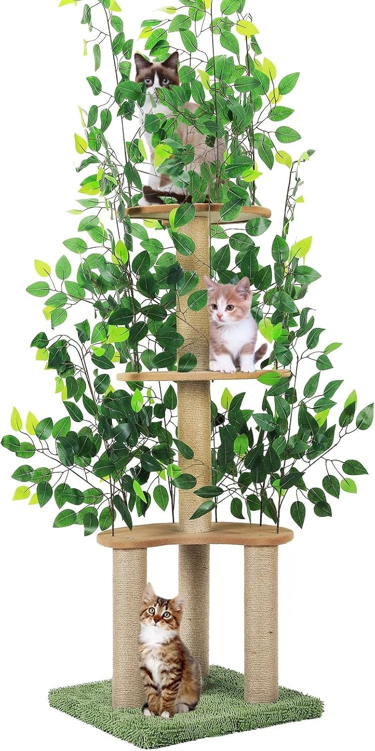Unboring Abodes Cat Tree with Leaves Cat Tower