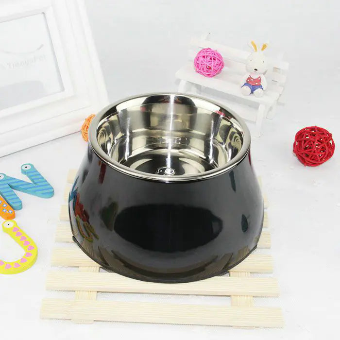 Stainless Steel Elevated Pet Food Bowl with Neck Guard