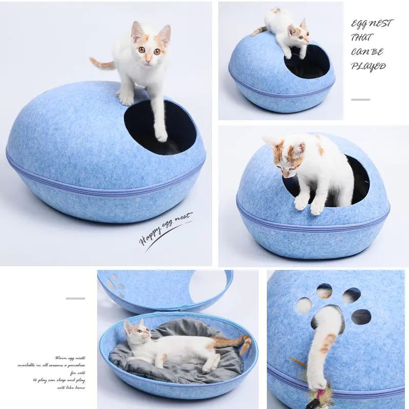 Washable Felt Cat Cave with Semi-Closed Design (4 variants)