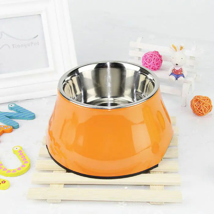 Stainless Steel Elevated Pet Food Bowl with Neck Guard