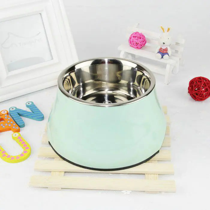 Stainless Steel Elevated Pet Food Bowl with Neck Guard