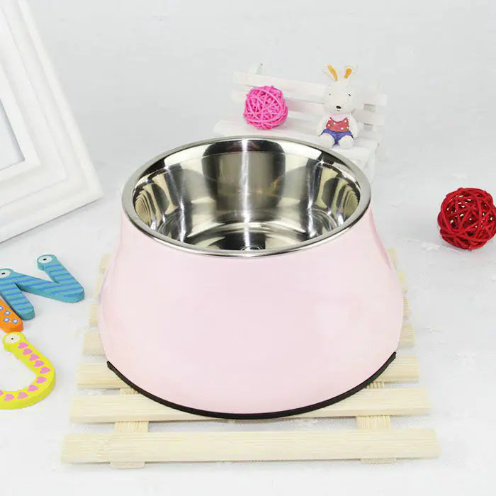 Stainless Steel Elevated Pet Food Bowl with Neck Guard