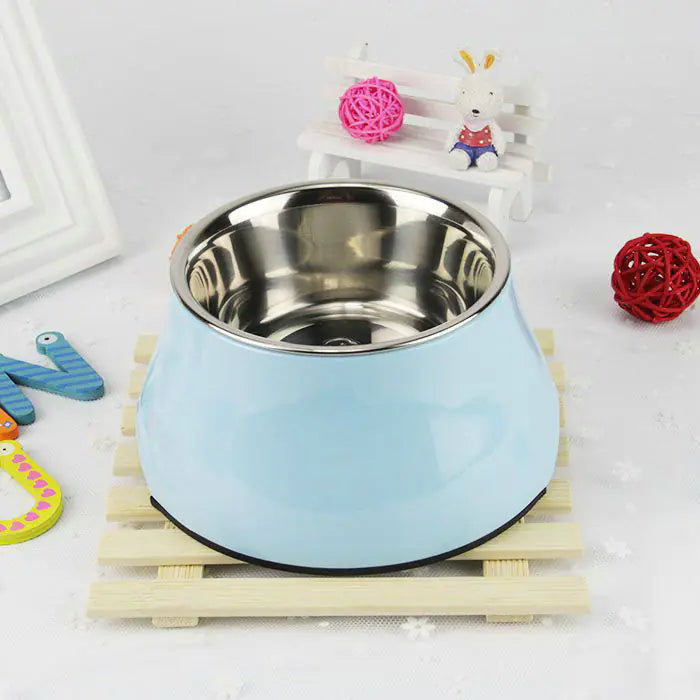 Stainless Steel Elevated Pet Food Bowl with Neck Guard